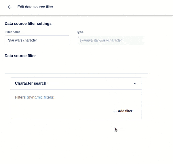 Button for adding a data source filter