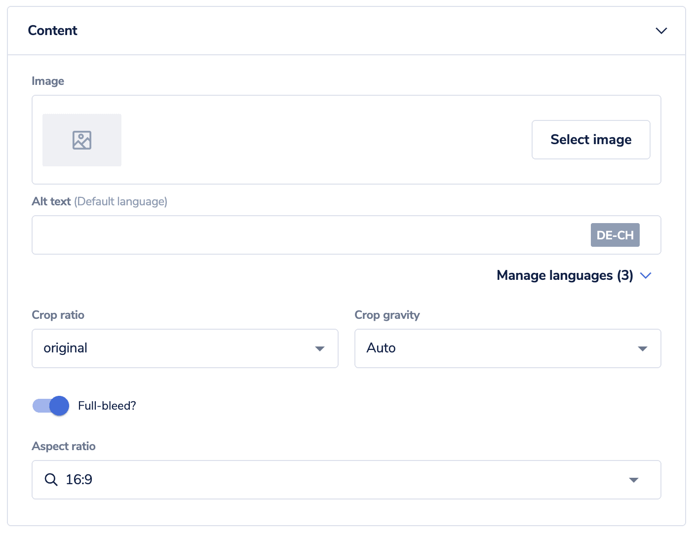 Form to enter image and dimensions