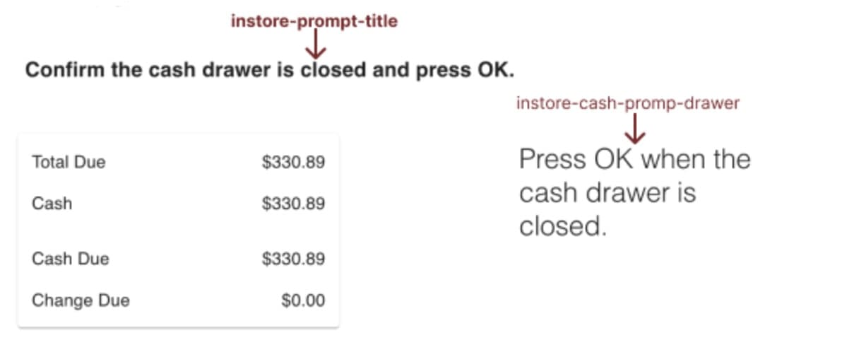 InStore cash drawer override