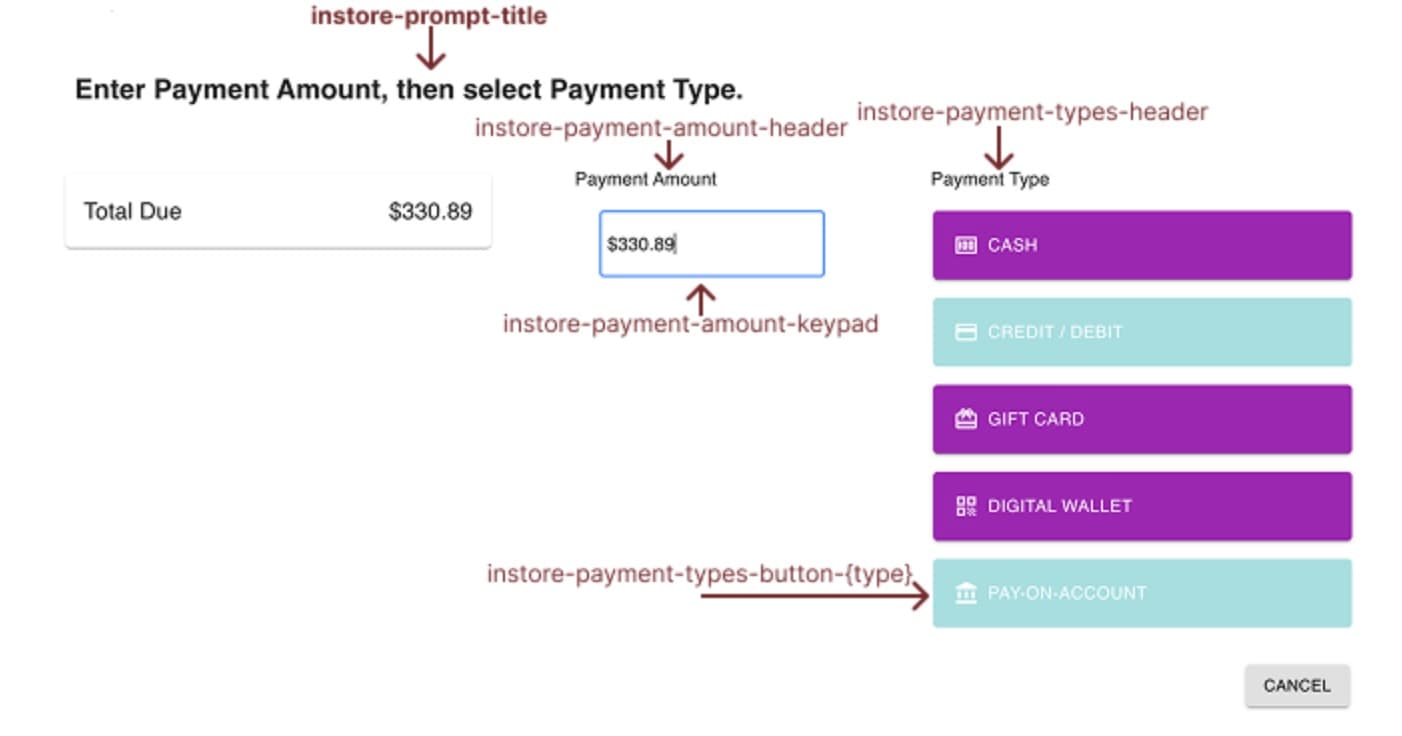InStore payment types override