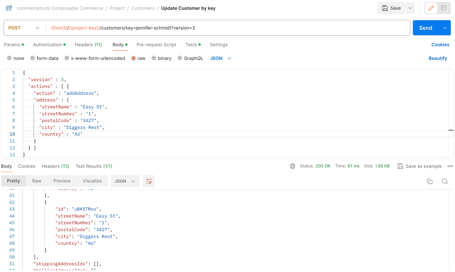 Postman update action.