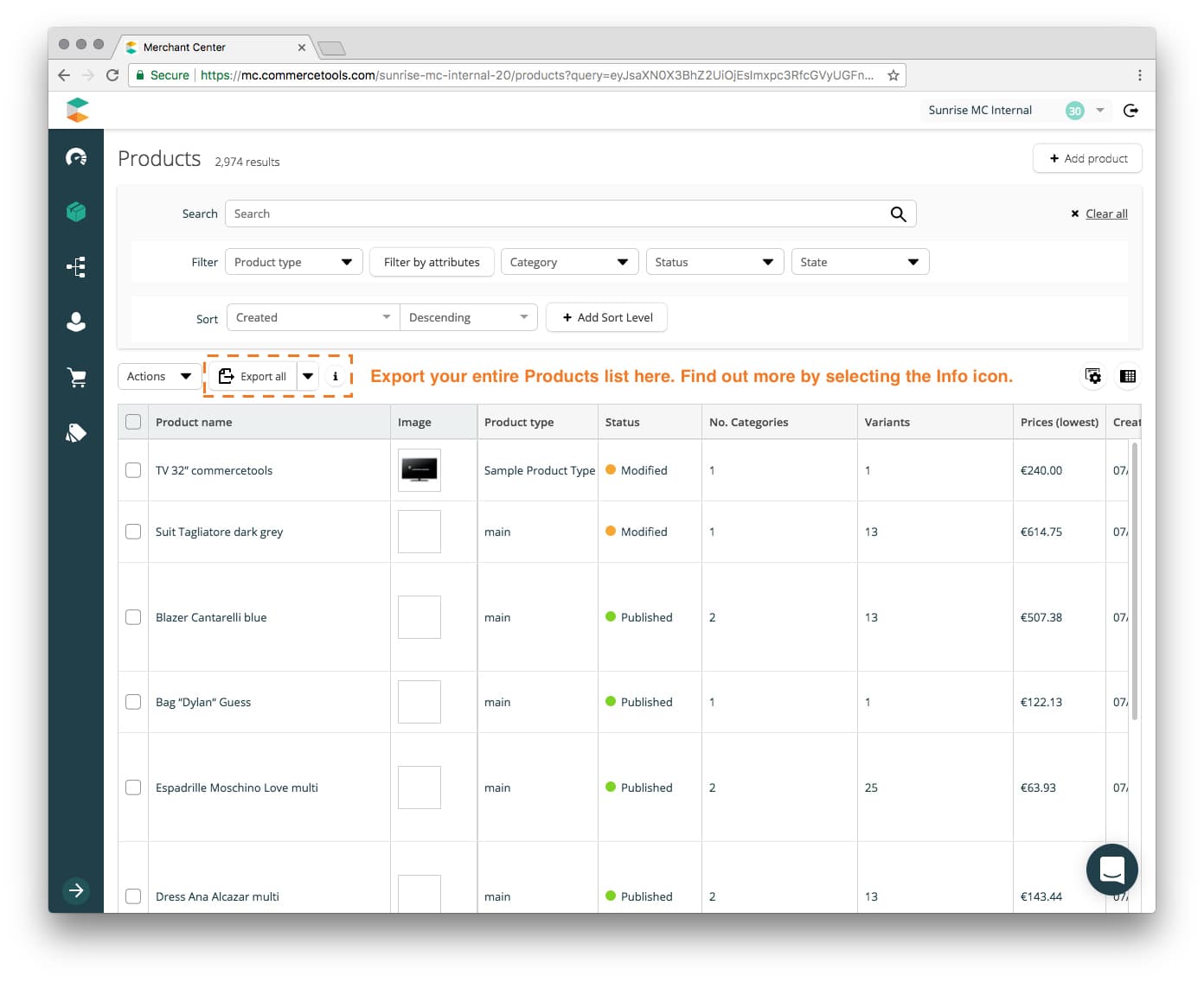 Export all your Products.