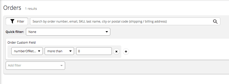 Filter Orders using Custom Fields for Order.