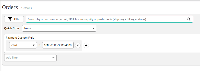 Filter Orders using Custom Fields for Payment.