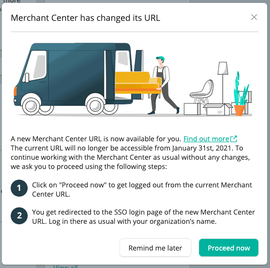 Redirect information to new Merchant Center URL.