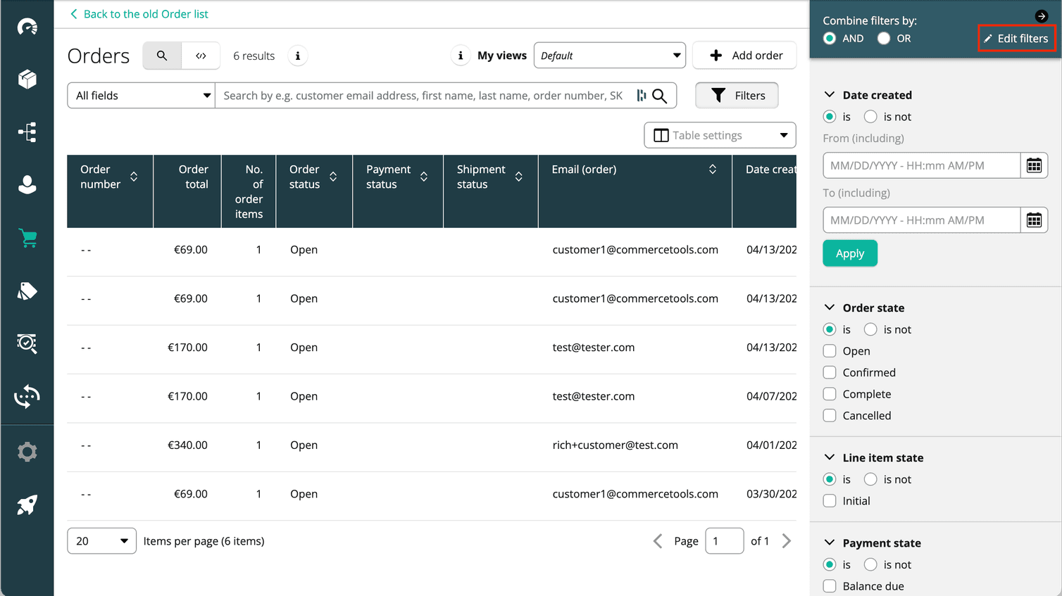 Custom Fields as filters for Orders.