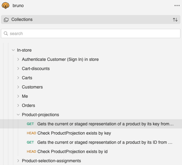In-store folder in Postman collection